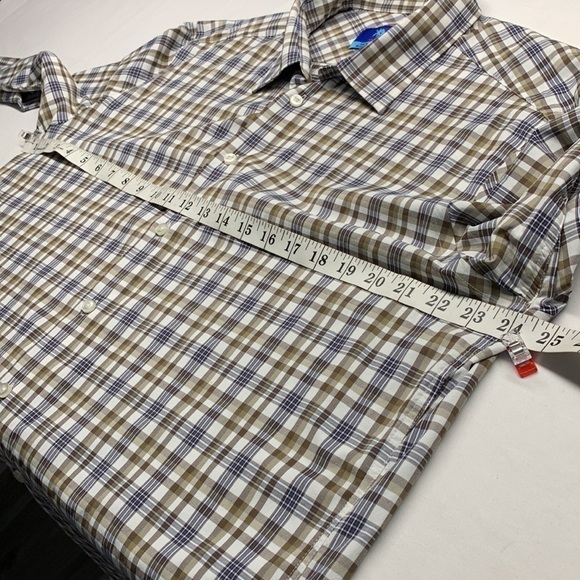 Egara Plaid Performance Nylon Sport Long Sleeve Shirt Size XL Brown & Navy - Picture 5 of 9